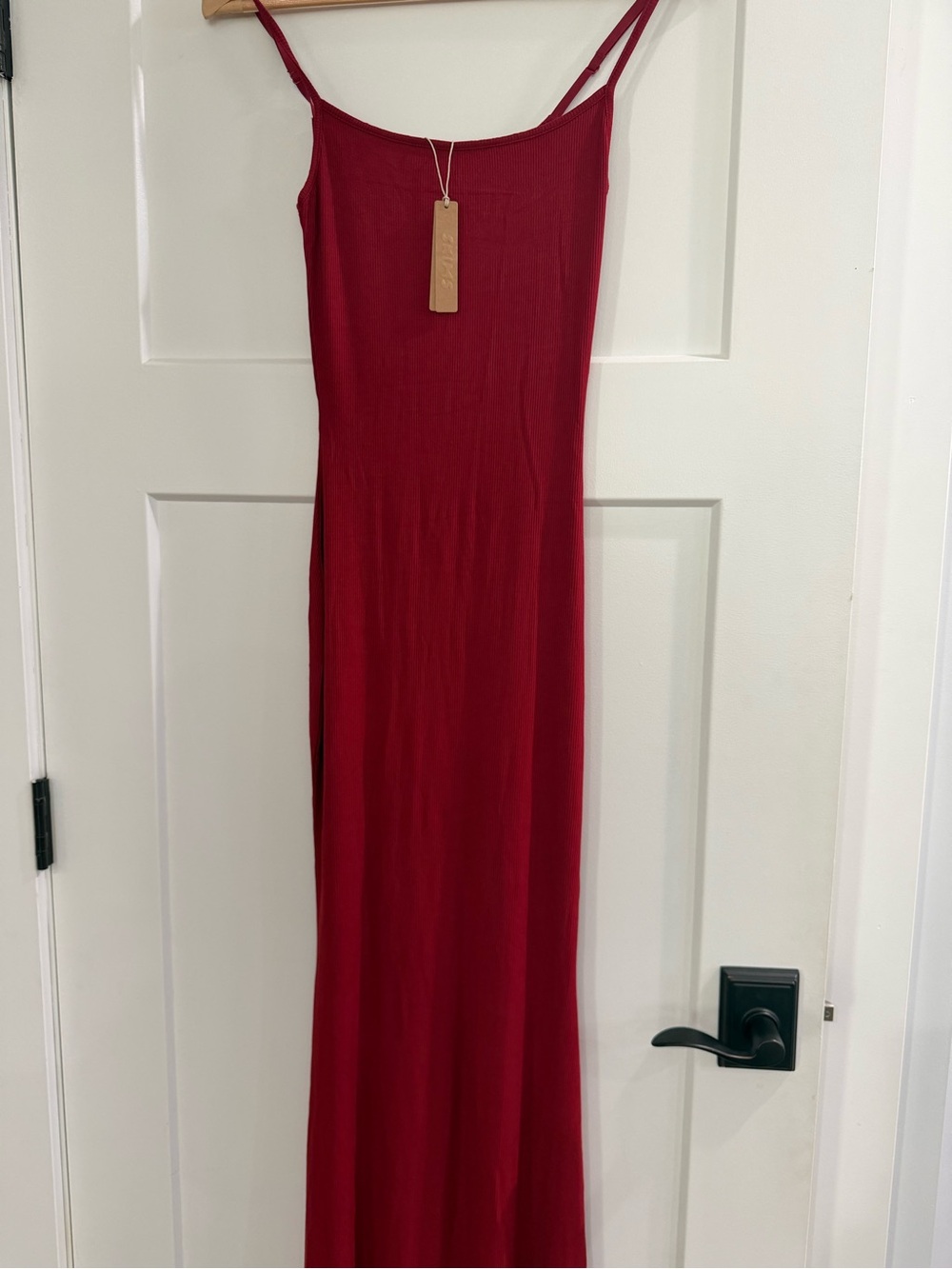 SKIMS Scarlet Slip Maxi Dress with Spaghetti Straps